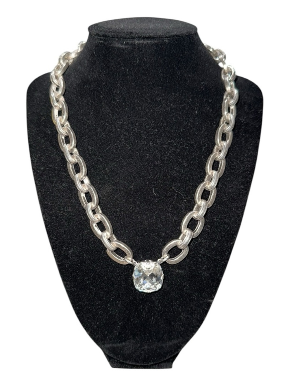 Catherine Popesco Swarovski Crystal Cushion Silver Necklace La Vie Parisienne